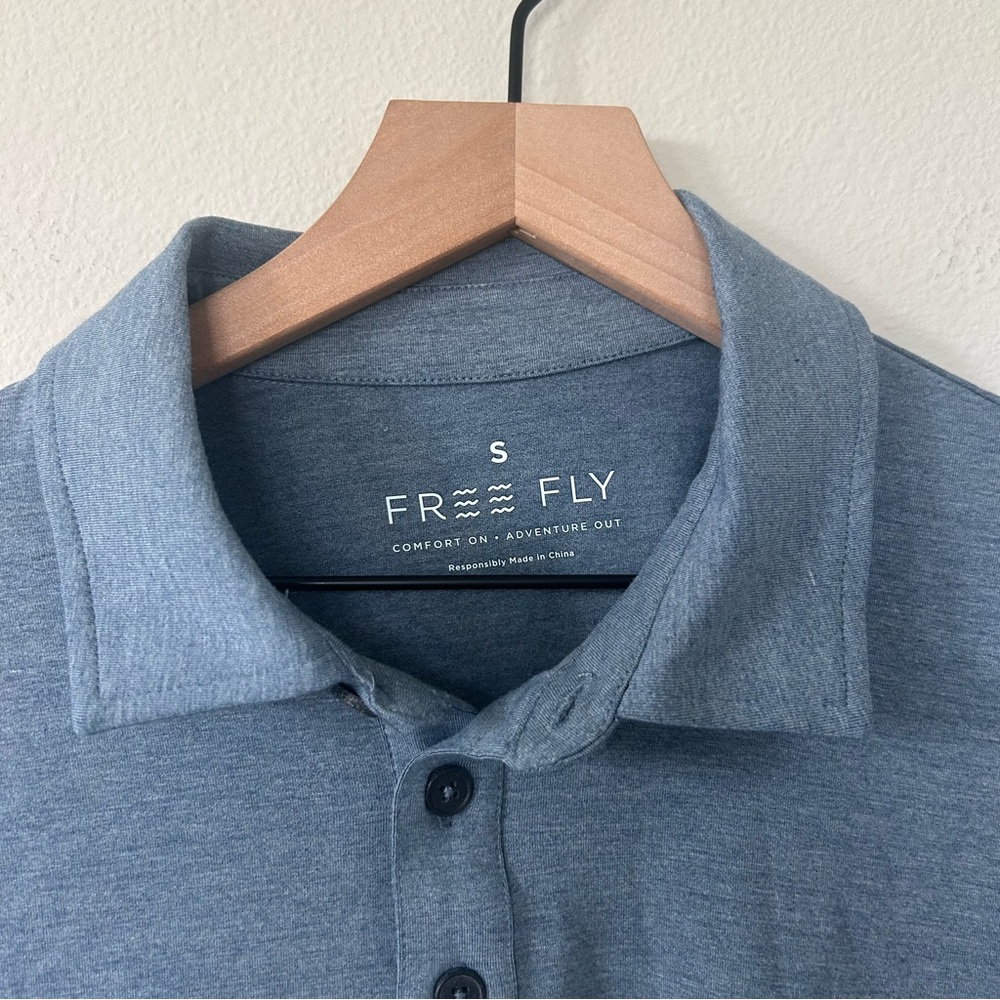 Free Fly Bamboo Flex Polo 2 Mens Small Deep Water Blue Performance NWT - Picture 2 of 6